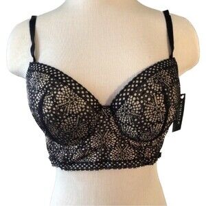 Youmita NWT Boutique Lace Demi Push Up Underwire Lightly Padded Bra Bustier 34B